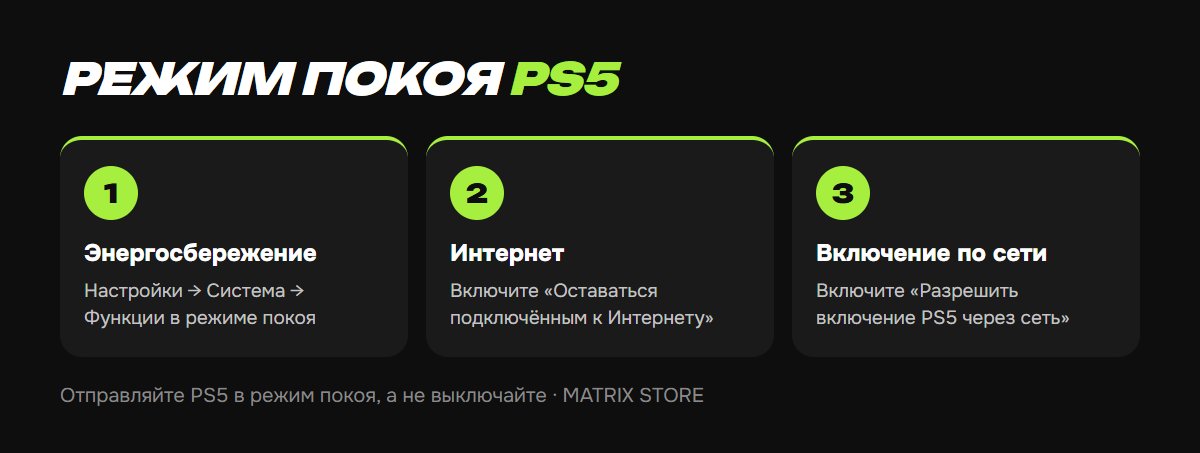 Настройки режима покоя PS5 для PlayStation App