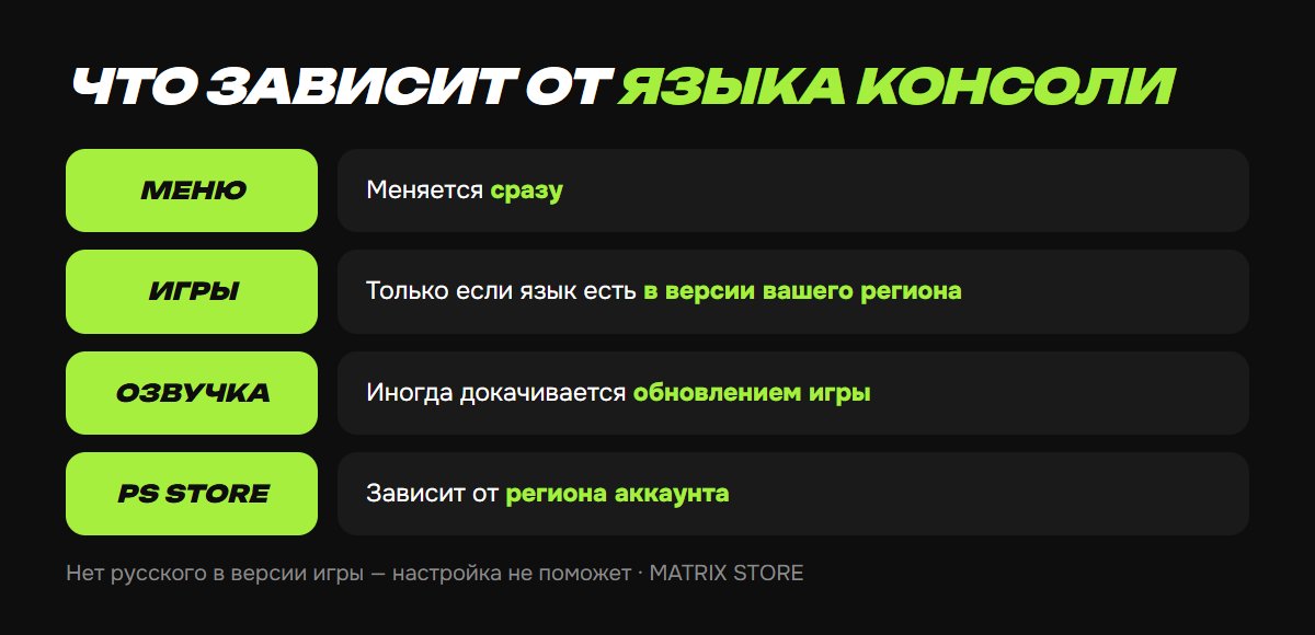Что зависит от языка консоли